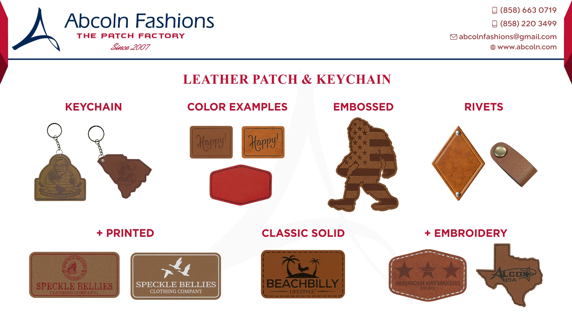 Heat Press Consistent Precise Dye Color-FAST Multi Color Leather Flyer